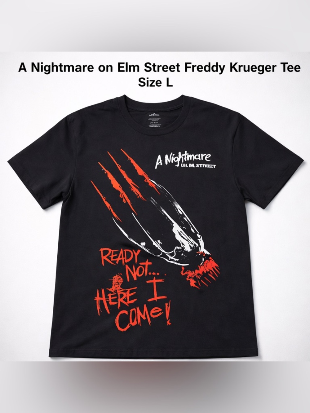A Nightmare Elm Street Freddy Krueger Tee Black Mens L Graphic Shirt